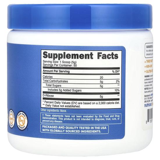 D-Ribose, Unflavored, 8.9 Oz (250 G)