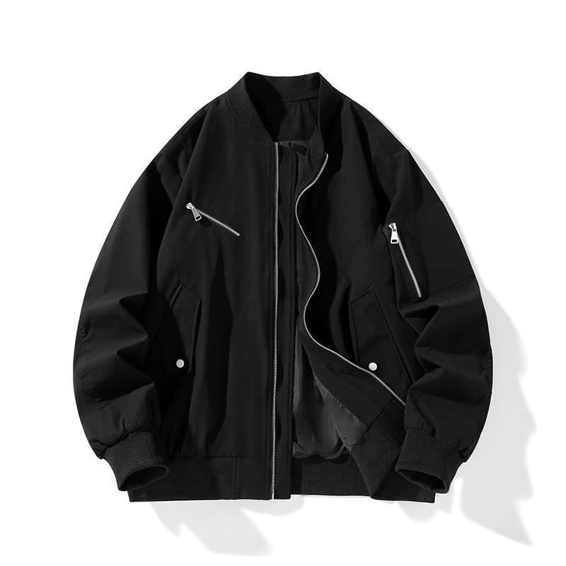 Мужская осенне-зимняя куртка, универсальная осенне-зимняя мужская бейсбольная куртка больших размеров M чёрный