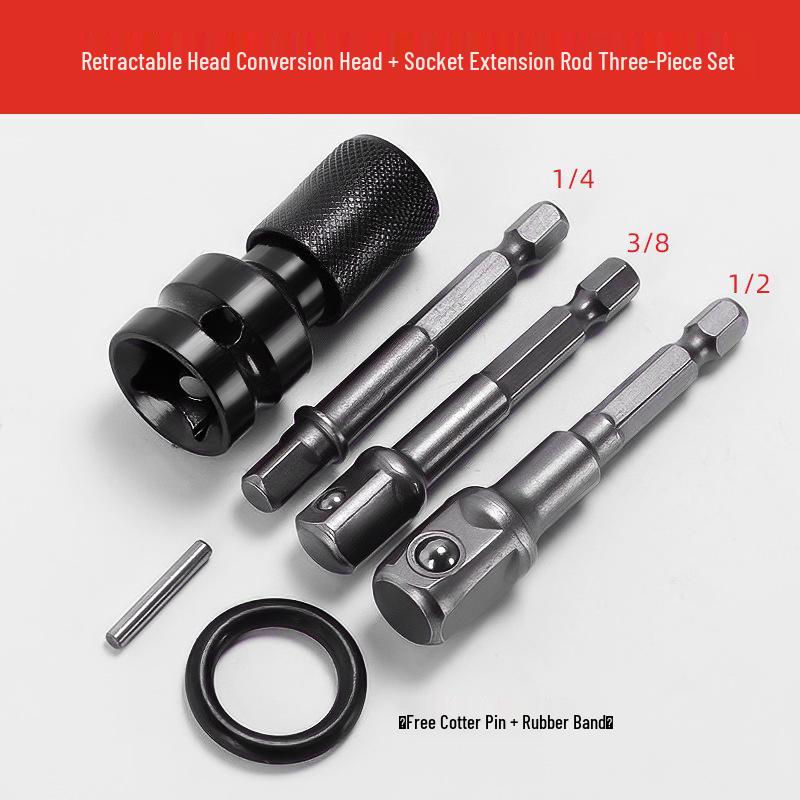 Electric Wrench Conversion Kit: Multifunctional Air Impact, Drill Chuck, Socket & Universal Connector.