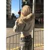 Womens Cropped Hooded Sweatshirt With Fur Collar Slim Fit Streetwear Jacket