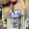 Water bottle new Korean version large capacity plastic cup double drink straw cup cute accompanying water cup girl