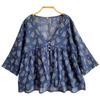 Johnature Damen Frühlingsdruck V-Ausschnitt Lässiges Vintage T-Shirt Mode Vintage Chinesischer Stil Retro T-Shirt