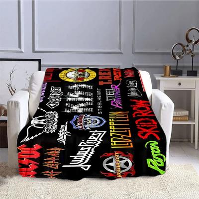 Bandlogo Muziek Rock and Roll logo Patroon Dekens ren's Hoge Kwaliteit Flanel Deken Zacht Comfortabel Huis Reisdeken#(2)