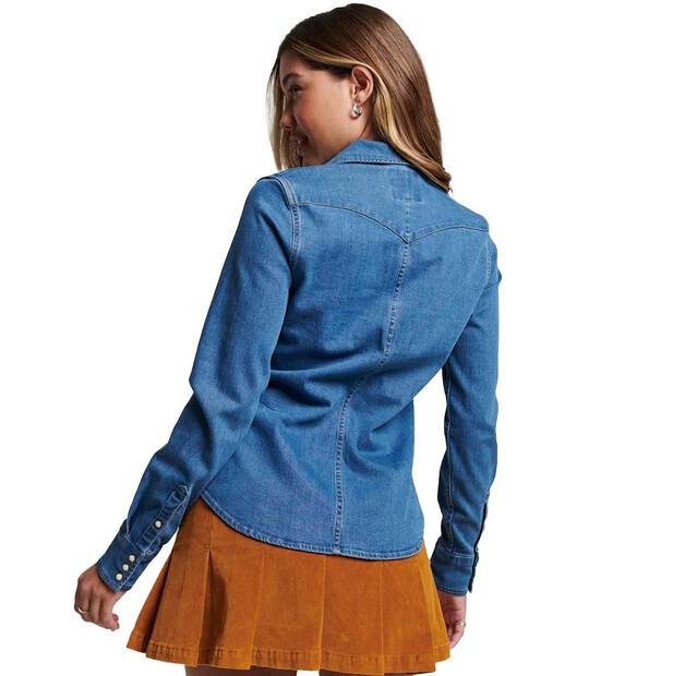 Superdry Denim Western рубашка с длинным рукавом