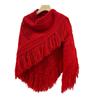 Hand-crocheted triangular fringed shawl retro style hollow design versatile fashion warm street women