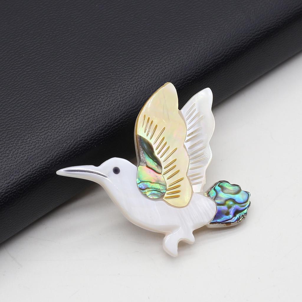 1Pc, Handmade Natural Shell Bird Brooch Pin, Unique Animal Brooches Gift for Women Jewelry, Birthday Gift Idea, Cheapest Items Available