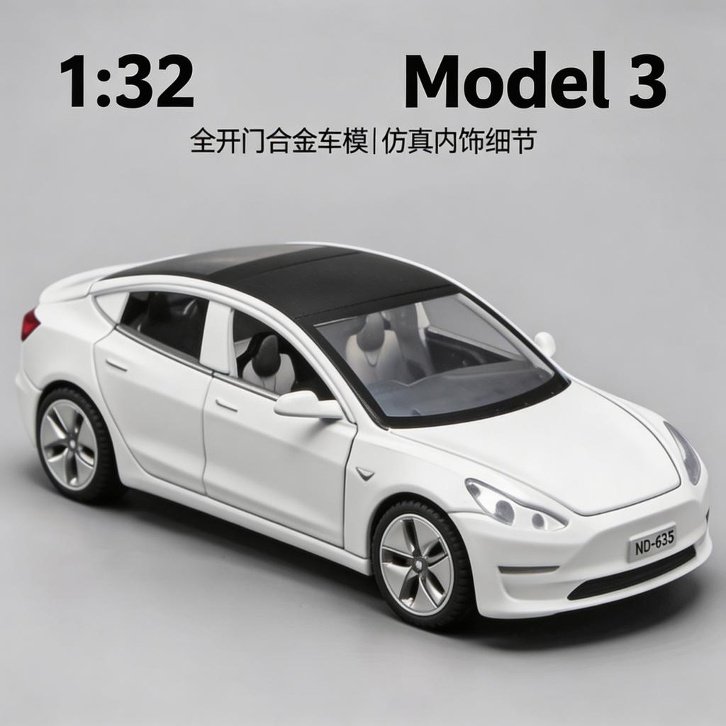1:32 Model 3 Mid-size Luxury Sedan Alloy Metal Diecast Model Car Home Decoration & Collectibles Hobby Display Ornaments Holiday