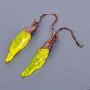 Yellow Topaz Rough Stone Unique Artisan Dangling Trendy Earrings Jewelry Copper V-7