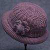 Round Dome Faux Rabbit Wool Plush Lining Windproof Solid Color Knitting Hat Old People Autumn Elegant Flower Decor Basin Cap Fashion Accessories