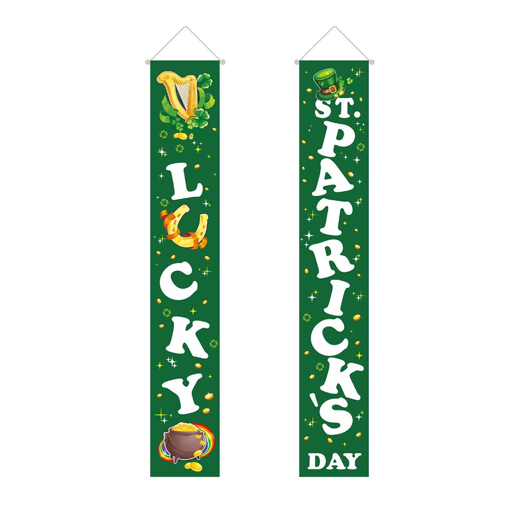 St. Patrick'S Day Family Party Door Frame Decoration Couplet Polyester Cloth Flag Poster Customization