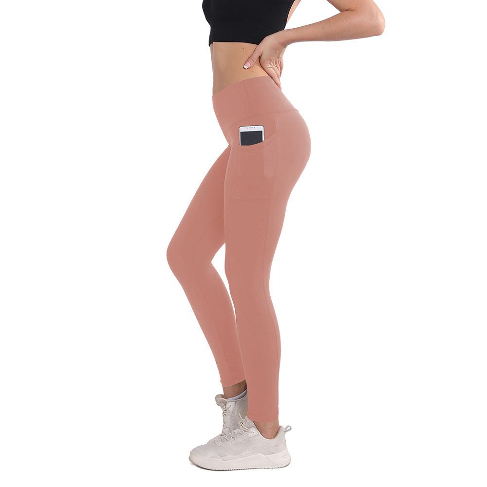 Taschen-Hüfthose Yoga-Hose Leopardenmuster Frühling/Herbst Milchseide 9-Zoll-Hose Nackt-Gefühl Yoga-Basisschicht-Hose