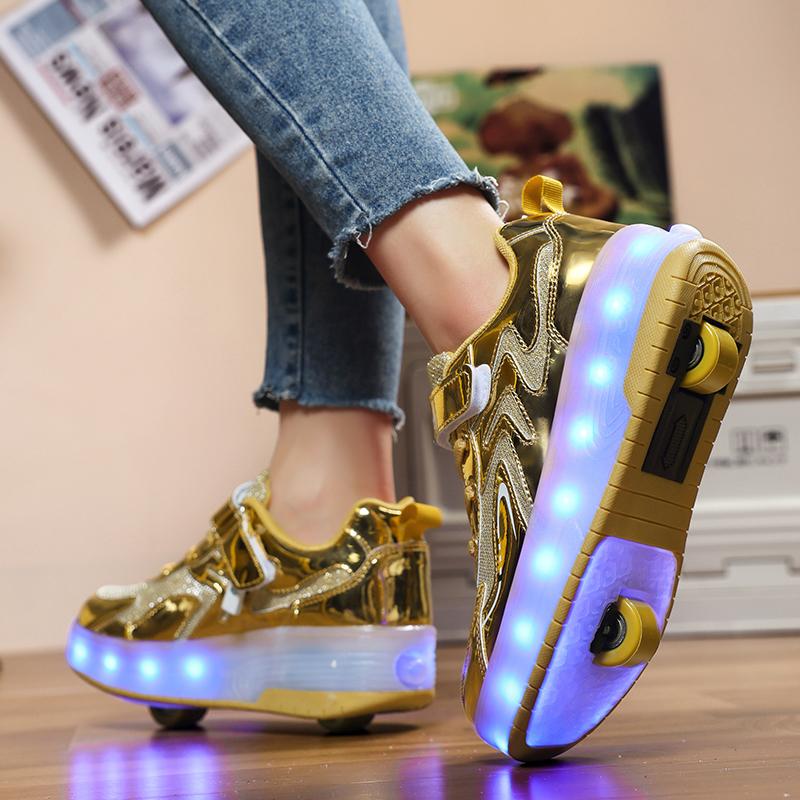 27-40 Kids's Lighting Sneakers Rubbing Shoes Boys's Shoes Solid Milky Patch Can Charging Lantern Shoes Glowing Sneakers with Charging