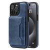 For iPhone 15 Pro Max Magnetic Case Leather Back Phone Cover with Detachable Card Bag