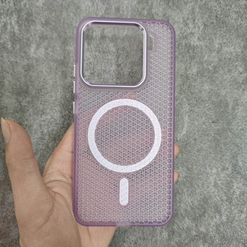 Case For Xiaomi 17 Mi 15 14 Pro Magnetic Case PC Transparent Honeycomb Heat Dissipation Hard Back Cover Simple Shell Bumper Xiaomi 17
