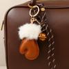1Pcs Simple Birthday Christmas Pendant Cute Versatile Leather Glove Keychain Creative Metal Bell Braided Rope Bag Charm Decor