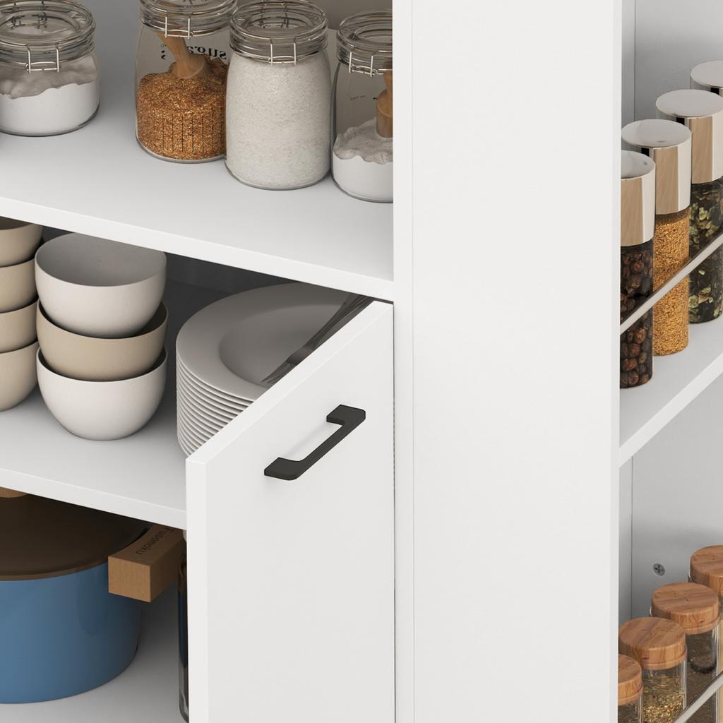 Kitchen Trolley on Wheels, Worktop, Adjustable Shelf, 75 x 40 x 80.5 cm, White
