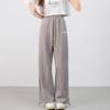 izzue Women's Retro Suede-Feel Loose Straight Sweatpants