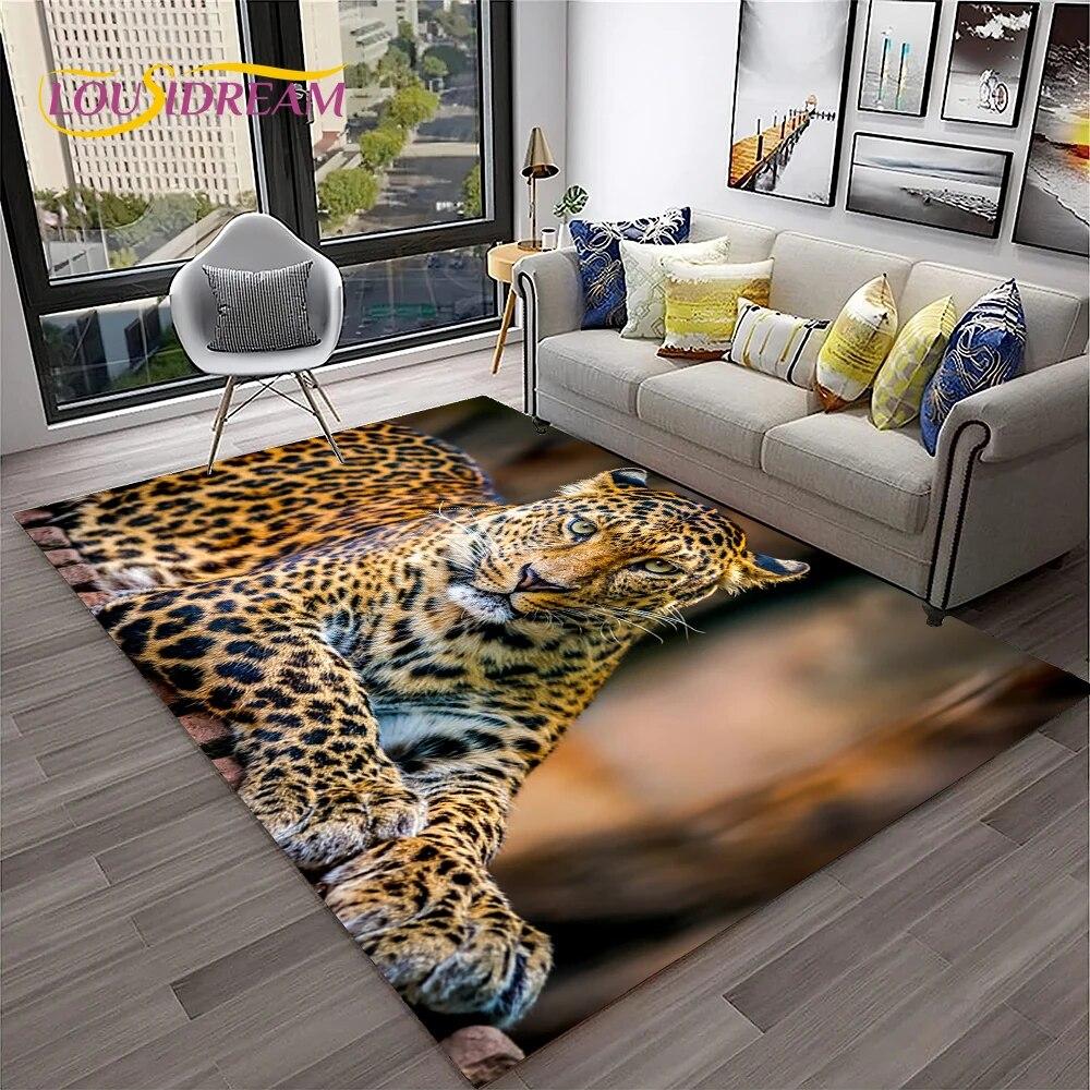 Beast Leopard Cheetah Cartoon Animal Carpet Rug for Home Living Room Bedroom Sofa Doormat Decor,kids Area Rug Non-slip Floor Mat