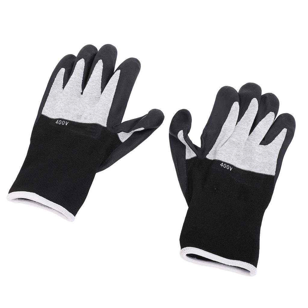 1 pár izolačních pracovních rukavic 400V napěťová odolnost gumová dlaň nylonové nehořlavé izolační rukavice pro elektrikáře