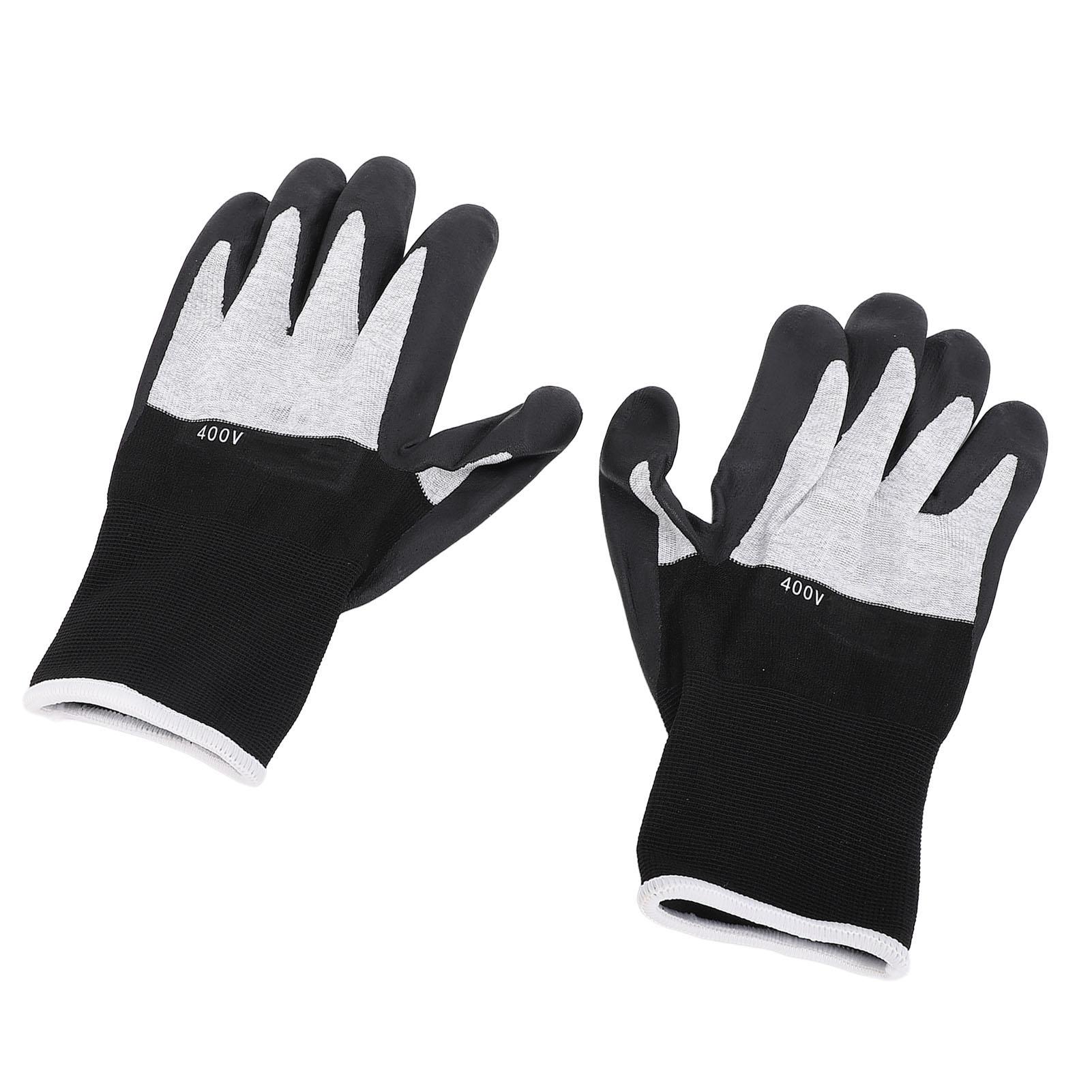 1 Pair Insulated Work Gloves 400V Voltage Resistance Rubber Palm Nylon Flame Retardant Insulating Gloves for Electrician Nylon + rubber
