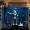 Underwater Dancing Skull Halloween Aquarium Skeleton, Bubble Driven Moving Joints Skeleton Dynamic Ornament Ornament, Realistic Swing