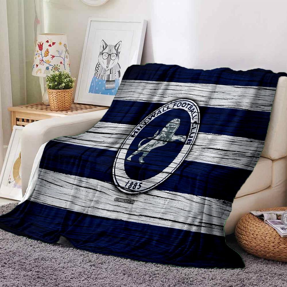 Millwall Fc Crest Design Flannel Blanket, Soft Polyester, Modern Design, All-Season for Camping, Travel, Gifts for holidays or birthdays