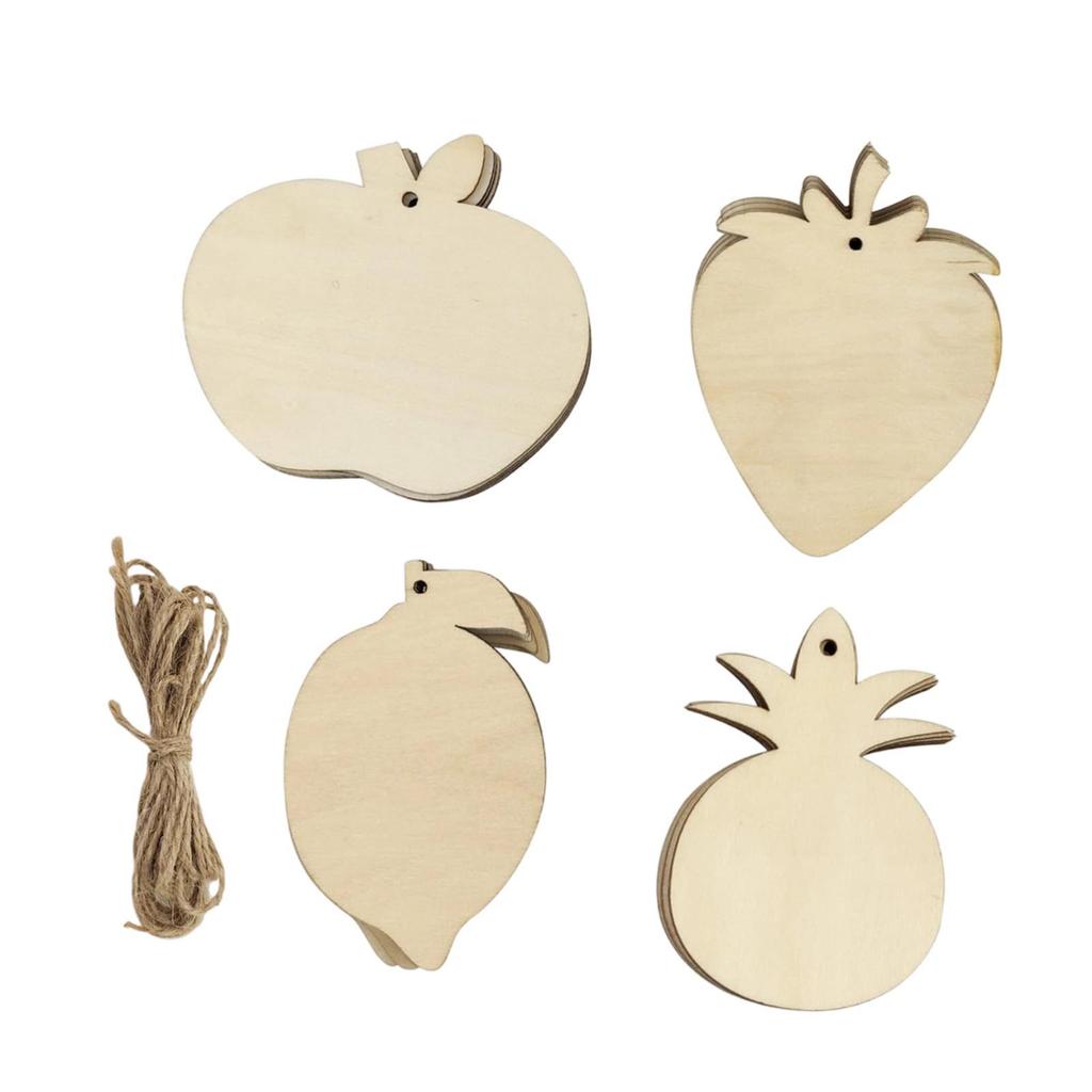 32Pcs Unfinished Wood Fruit Shapes Blank Discs Crafts Home Decoration Wooden Pieces Slices for DIY