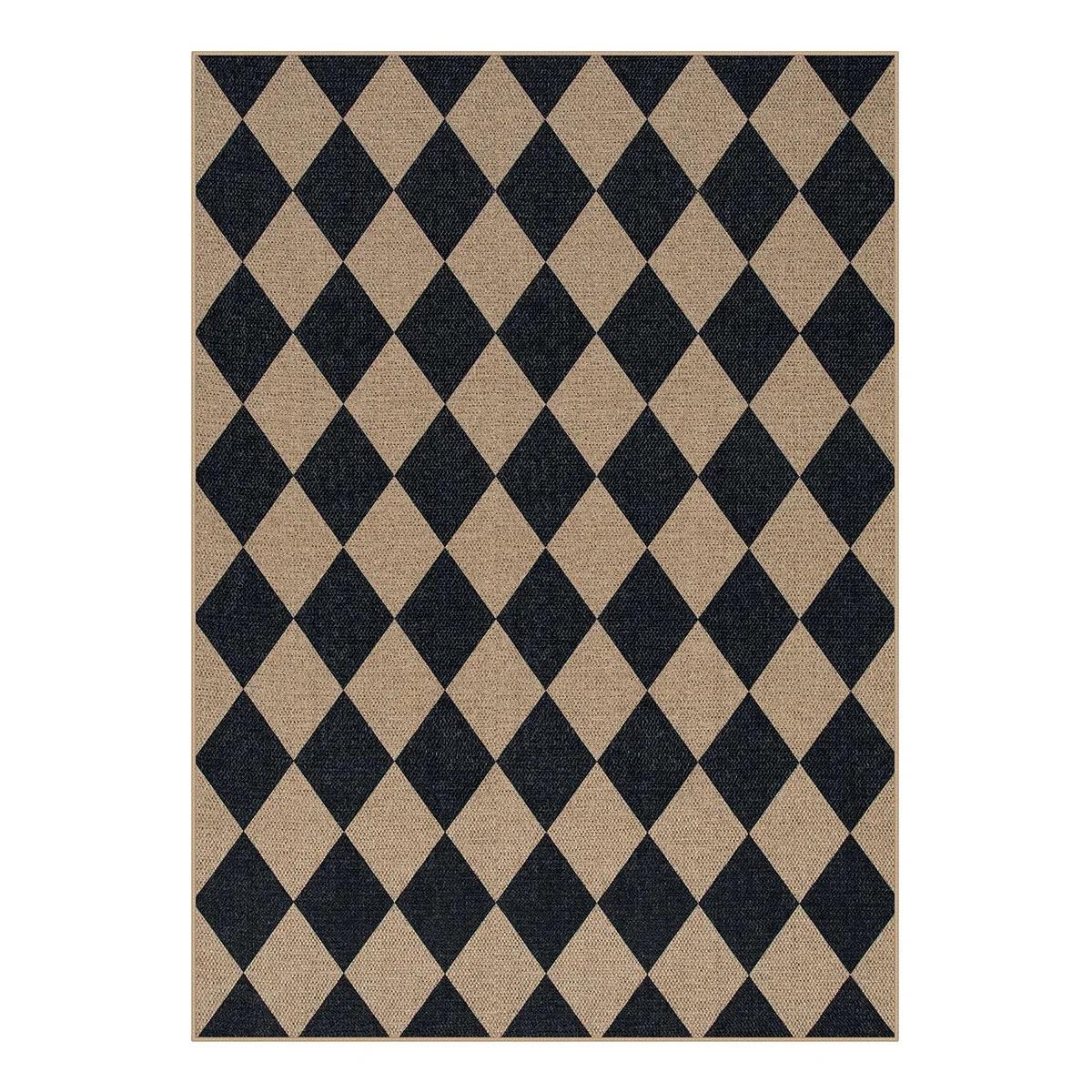 

Geometric Checkered Easy-Clean Rug for Indoor/Outdoor Balcony, Kitchen & Coffee Table Non-Slip Decor 40x60cm