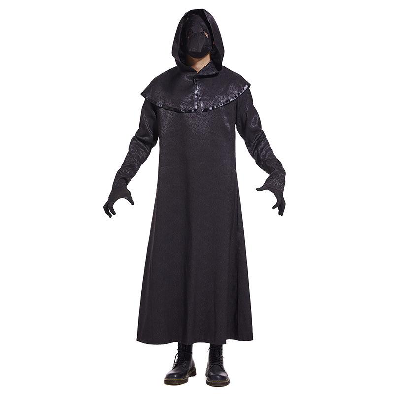 Halloween Europe Medieval Black Death Plague Men Bird Beak Mask Doctor Role Stage Performance Costume