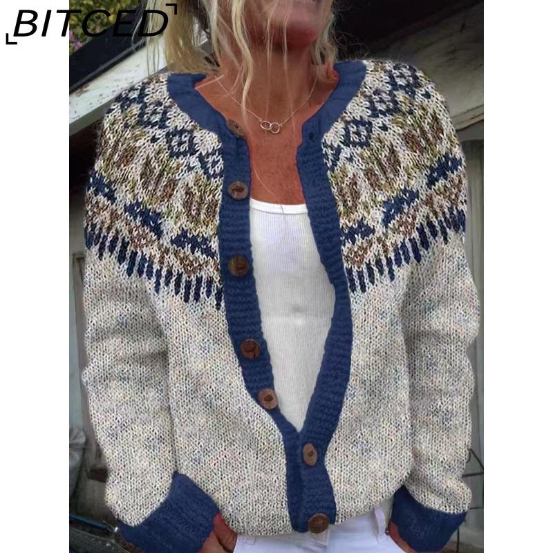BITCED Women's Cardigan Sweater - Color-Blocked Oversized Knit Top