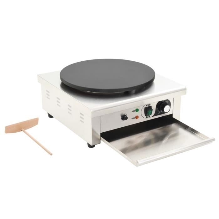 Crêpière électrique - vidaXL - 40 cm - 3000 W - Acier inoxydable - Antiadhésive