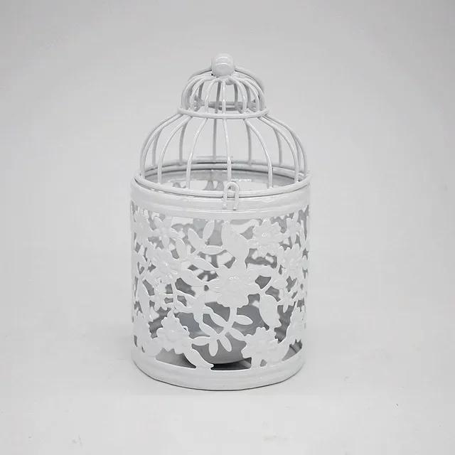 Creative Shape Home Decor Bird Cage Shape Candle Holder Hollowed-out Desktop Metal Iron Desktop Candlestick Bedroom Candle Stand D