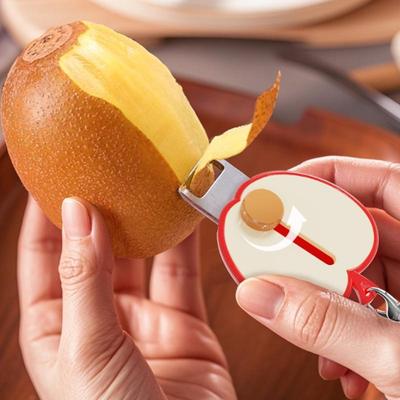 קולפן נייד מיני בעיצוב תפוח חמוד מפלדת אל-חלד להב נשלף לקמפינג, חוץ או מטבח
