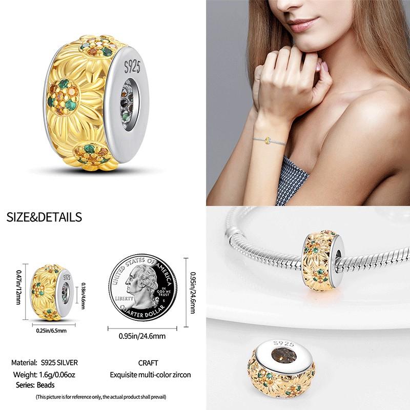 100% Copper Donut Sunflower Love Lock Charms Beaded Fit Originalbracelet Diy Jewelry Making Women Gift