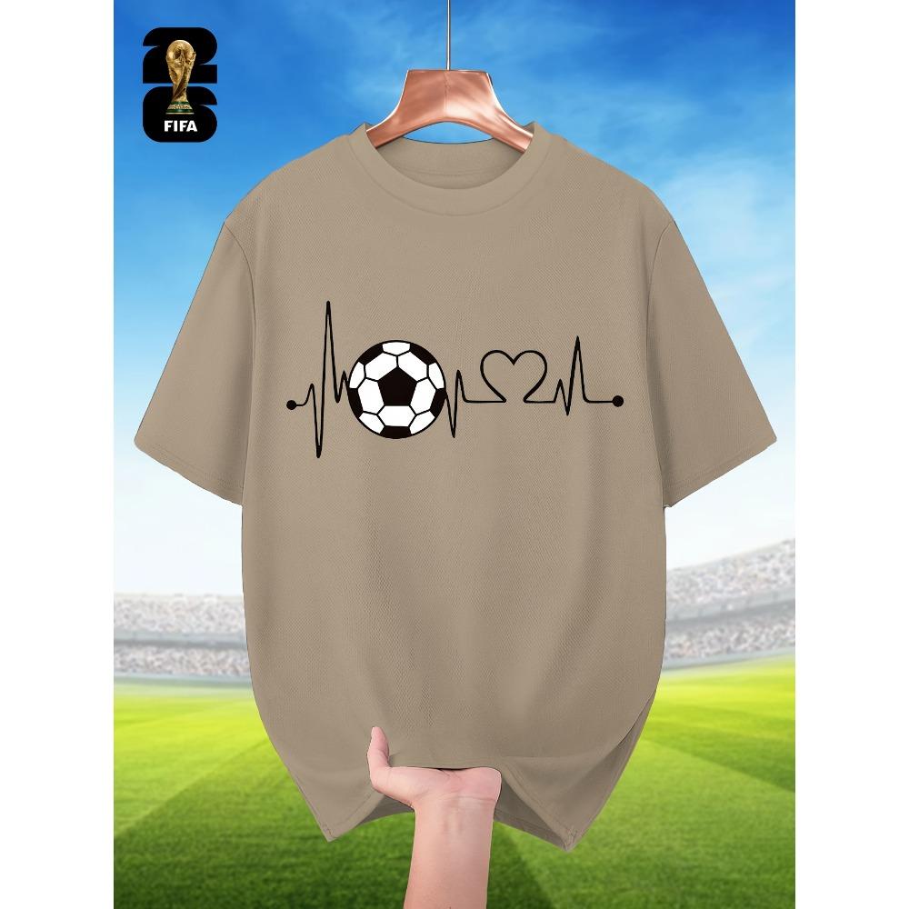 FIFA-themed Men's Breathable Short-sleeved T-shirt for Summer, Featuring a Football ECG Print