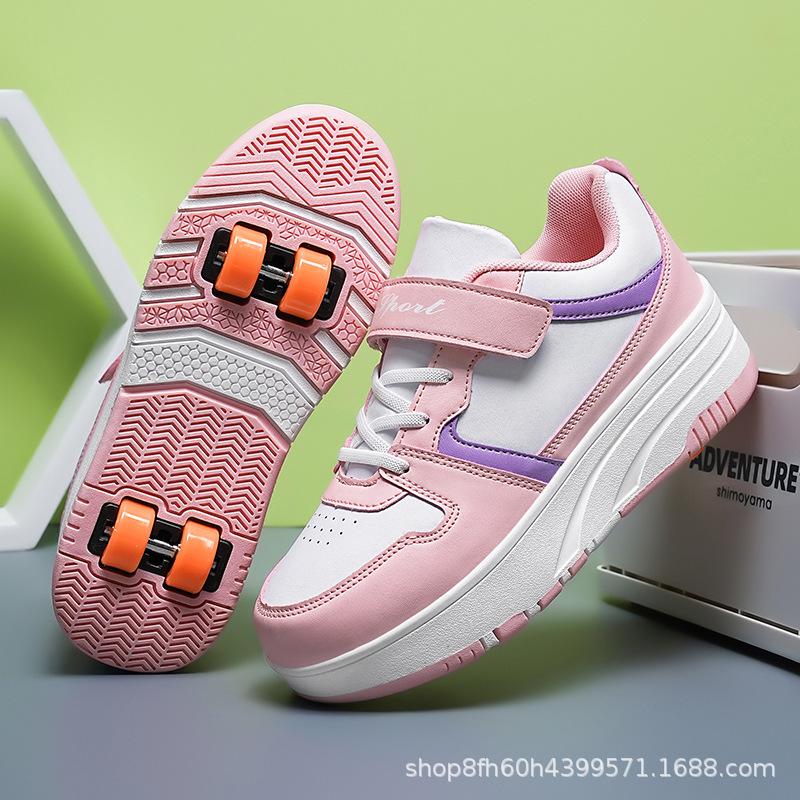 Four-wheel burst shoes Student version skates Children's runaway shoes can walk and slide Girls' flying shoes Adult sports shoes