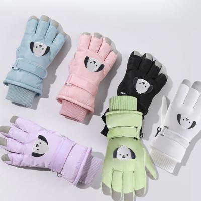 Children Ski Gloves Cartoon Thickened Fleece Winter Warmth Waterproof Fabric for Boys Girls Puppies Frostbite Prevention Sanrio