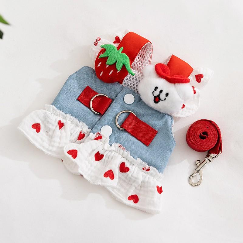 Puppy Dog Shirt Strap Skirt Set Teddy Pomeranian Small and Medium Dogs Universal Princess Style Dress Pet Clothes