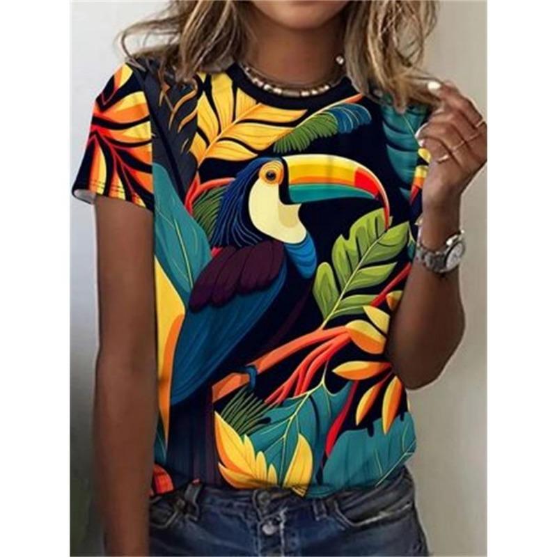 Summer Fashion Women's T-Shirt Funny Animal Print Print 3D Printed Short Sleeve Tops Girl Loose Casual Loose Oversize Outdoor Clothing