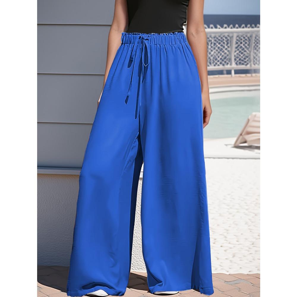 Large-sized Women's Wide-leg Loose Drawstring Casual and Fashionable Trousers