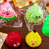 Cartoon Fruit Squeeze Toy with Bell Ball Chain Stress Relief Slow Rising Fruit Sensory Fidget Toy Keychain Pendant Party Favors