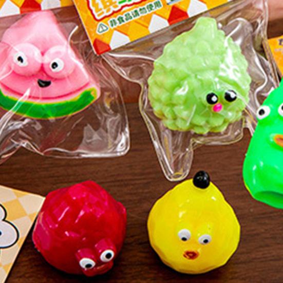 Cartoon Fruit Squeeze Toy with Bell Ball Chain Stress Relief Slow Rising Fruit Sensory Fidget Toy Keychain Pendant Party Favors