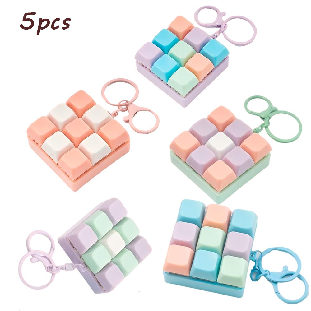 New Keyboard Fidget Toy Keychain Button Fidget Gifts for Adults To Relieve Stress Nine-key Can Be Assembled Freely@