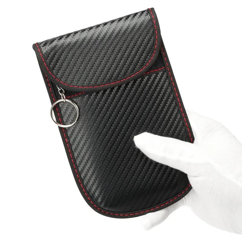 

Faraday Bag for Key Fob Cage Protector Car RFID Signal Blocking Key Fob Protector Anti-Theft Pouch Double-Layers of Carbon Fiber чёрный
