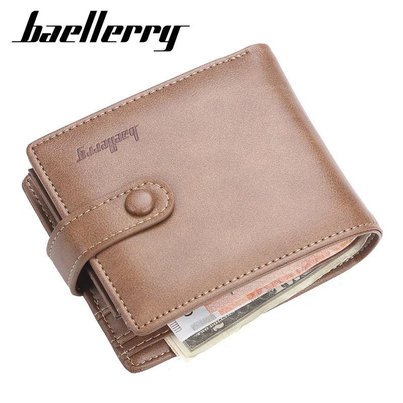 Wallet Men's Short Korean Version Multi Slot Buckle Solid Color Retro Ticket Holder