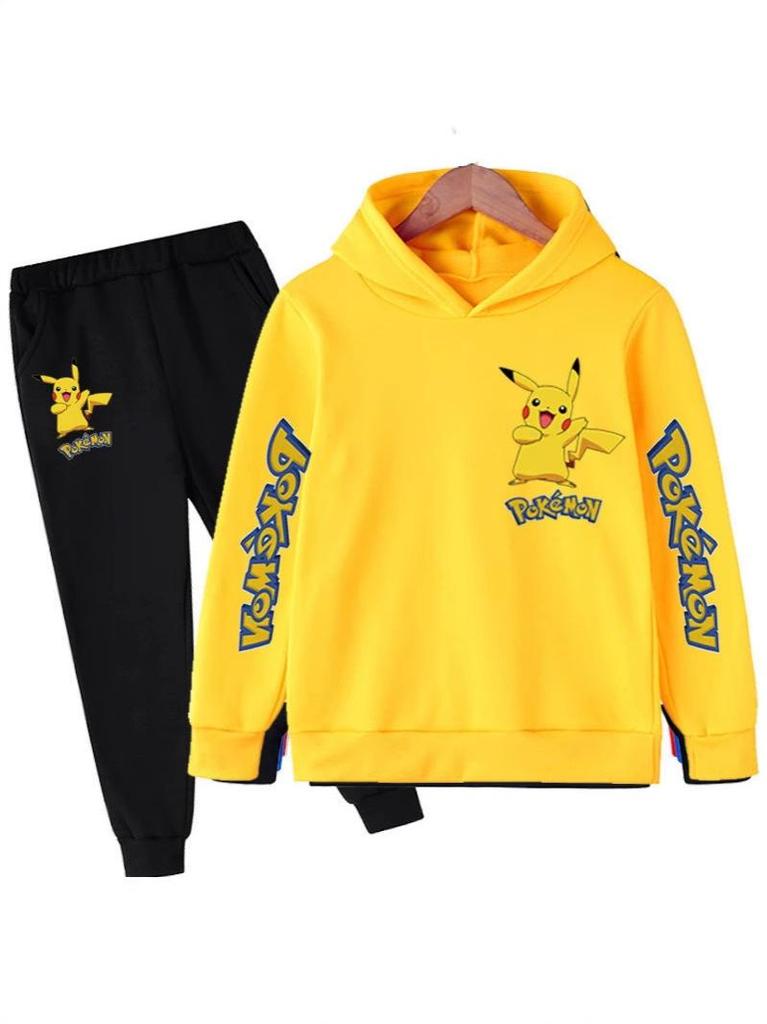 Unisex Anime Pikachu Hoodie Set for Kids - New Style