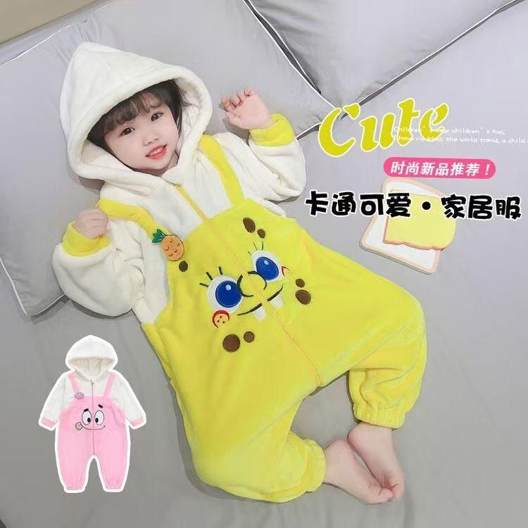 Strawberry Bear Star Burning Man Cartoon One-Piece Pajamas Melody Flannel Men'S And Women'S Loungewear