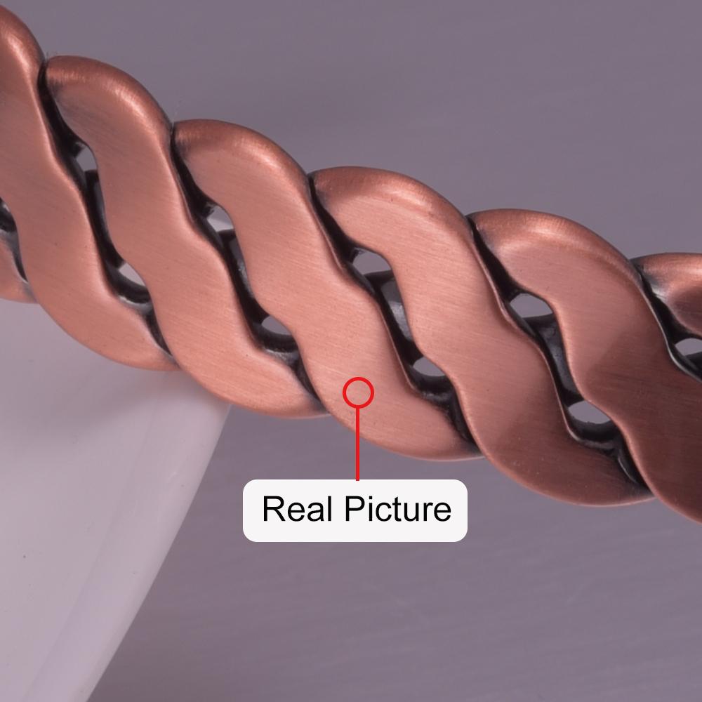 Vinterly Pure Copper Bracelets Twisted Handmade Braided 12mm Adjustable Bangles Health Energy High Magnet Jewelry Resizable Cuff