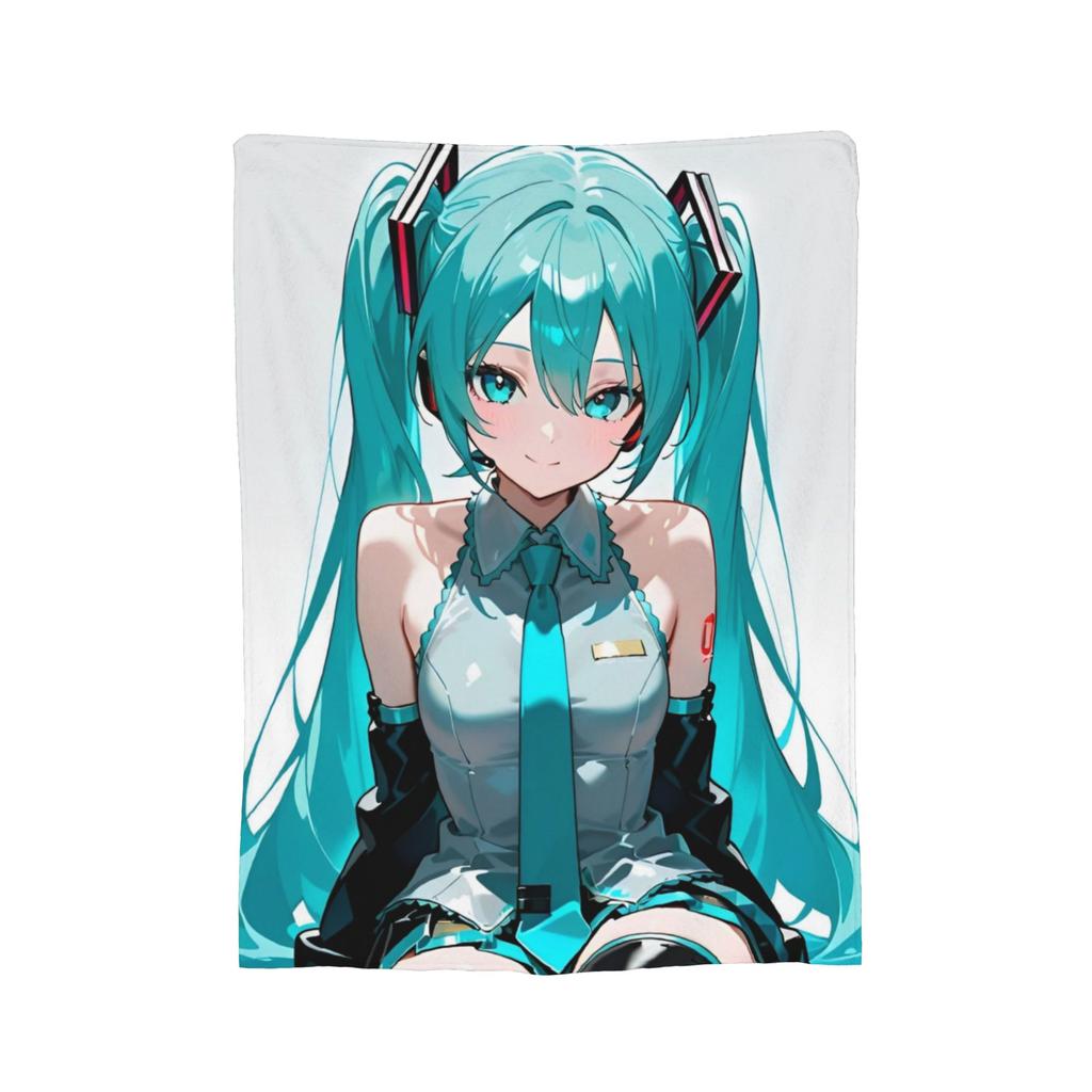 Hatsunes Mikus Vocaloid Blankets Anime Style Flannel Novelty Breathable Throw Blankets for Chair Covering Sofa Autumn/Winter,