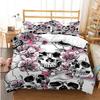 Sugar Skull Duvet Cover Set Queen Size Flowers Skeleton Bed Linen Double Bedding Set With Pillowcase King Size Skull Quilt Cover